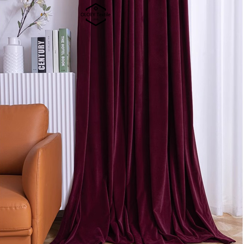 Home Office Buy - Luxury Wine Red Velvet Curtains Vintage
