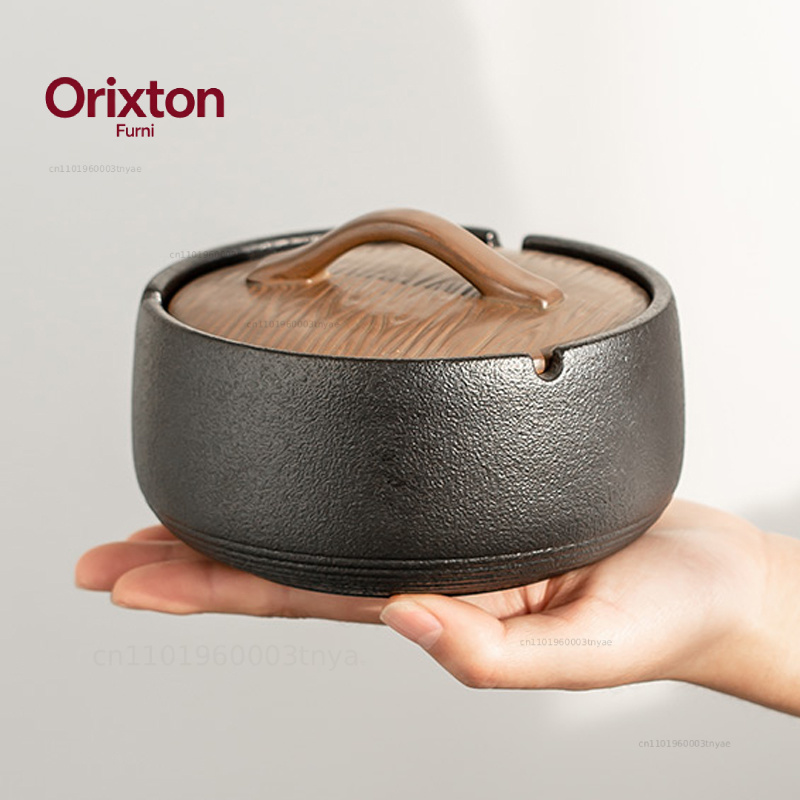 Home Office Trend - Simple Ceramic Ashtray with Lid Personality