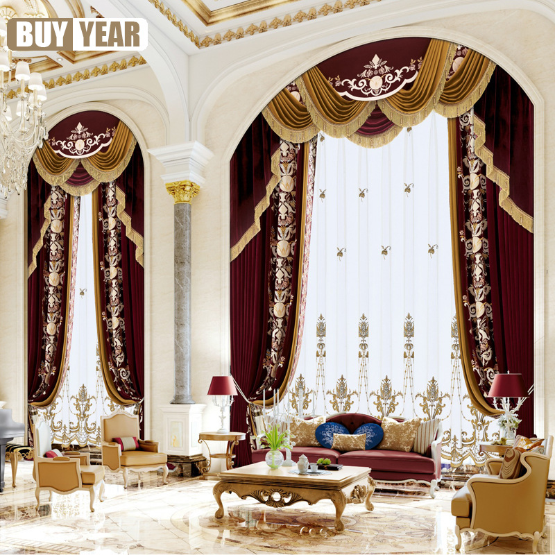 Home Office Buy - High-end Luxury European French Flannel Curtains,