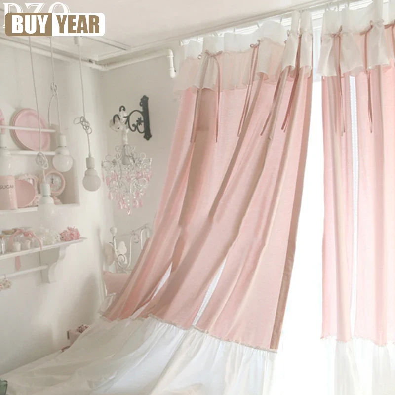 Home Office Buy - French Elegant Bowknot Lace Curtains Living