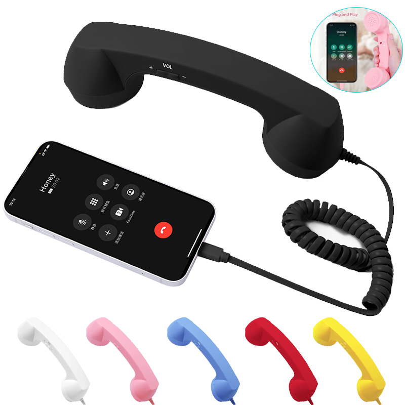 Home Office Headset - Retro Phone Handset Type-C Telephone Wire
