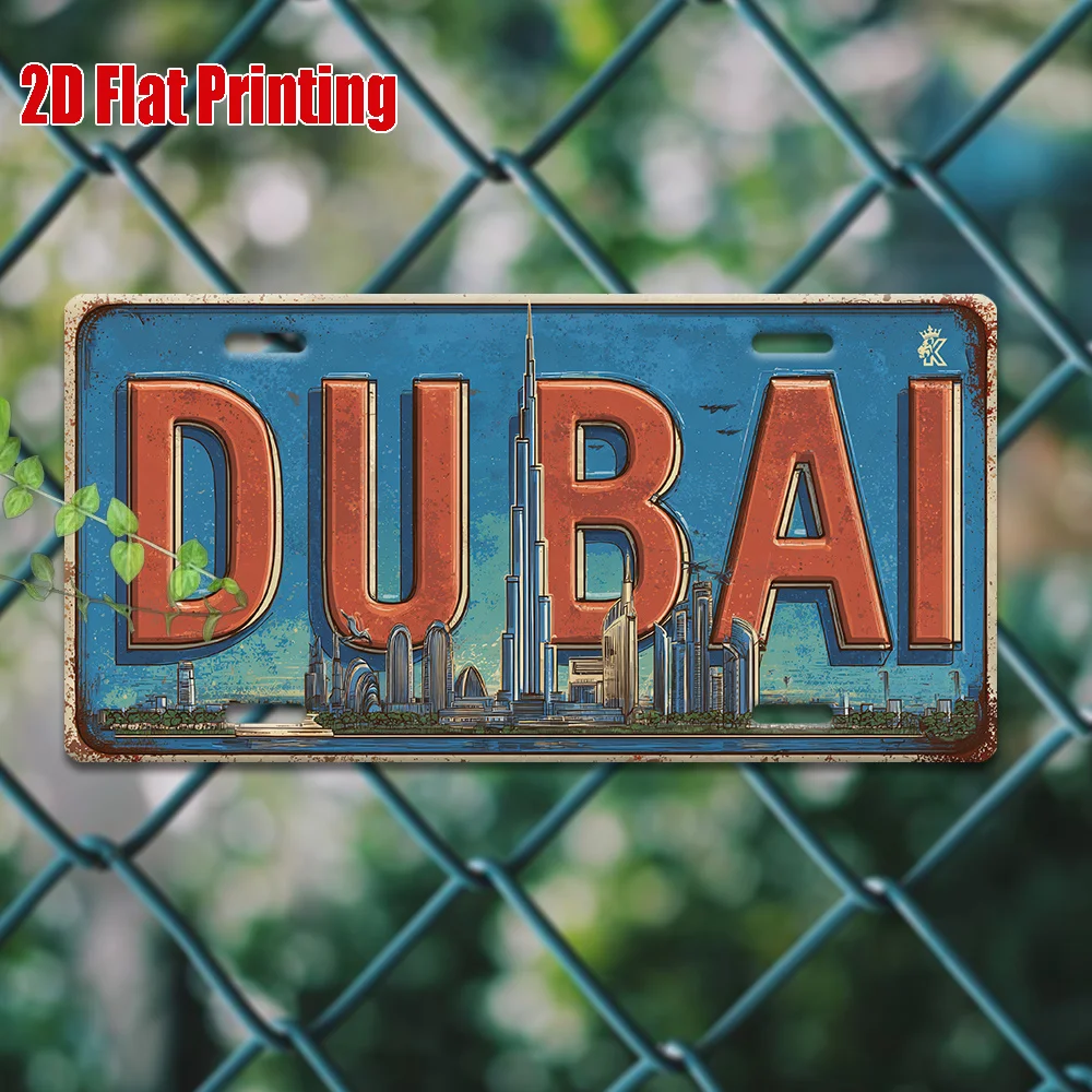 Home Office Dubai - 2D Flat Dubai UAE Skyline Vintage