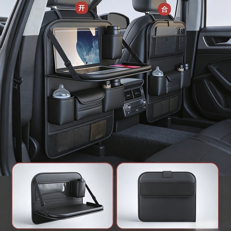 Mesh Back Cushion - 6‑Pocket Car Seat Back Storage Organizer,