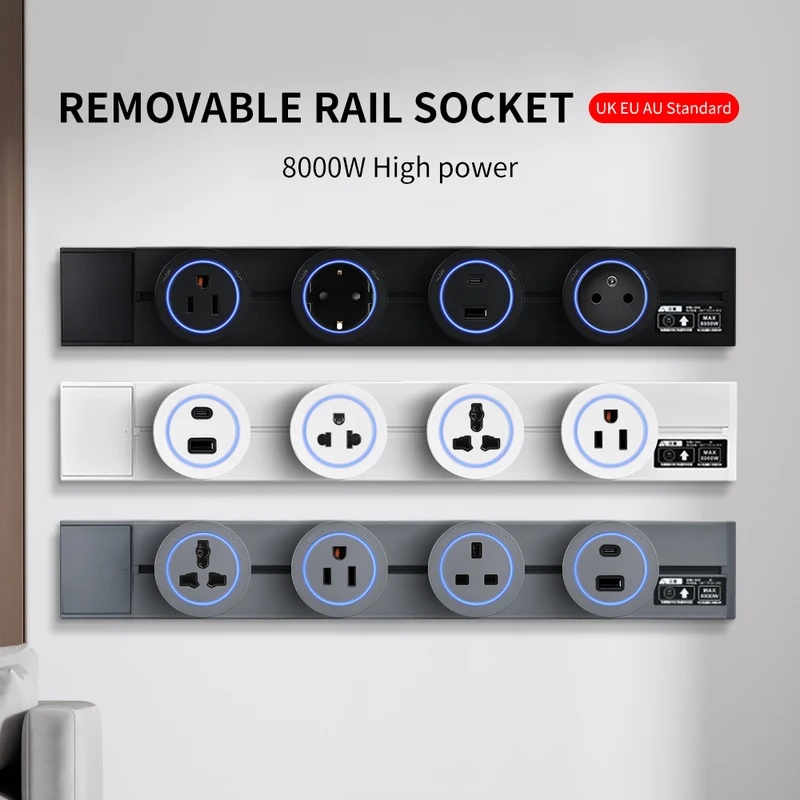 Home Office Uk - White Black Wall Power Track Socket