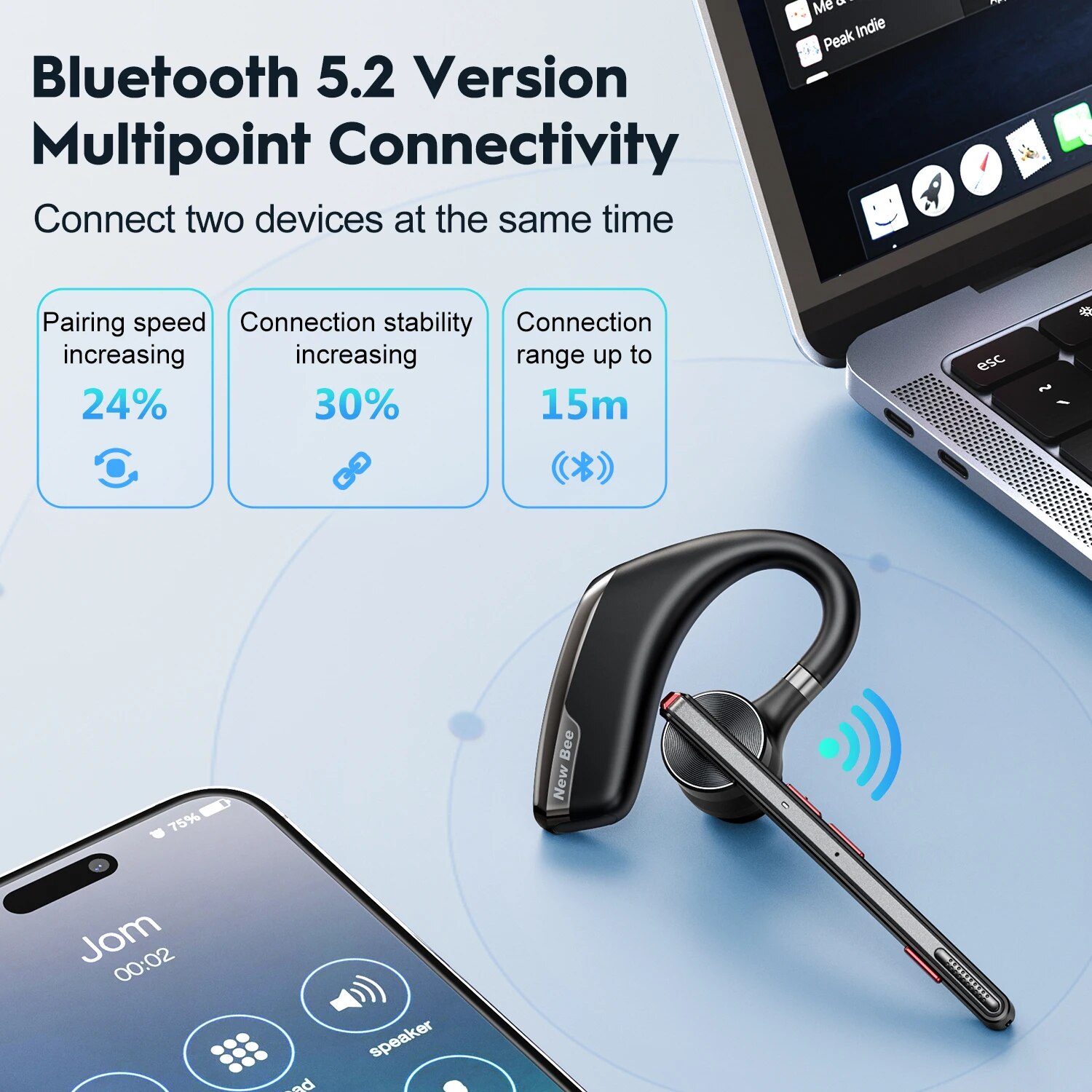New Bee M51 Bluetooth 5.2 Wire - Home Office Headset review and price