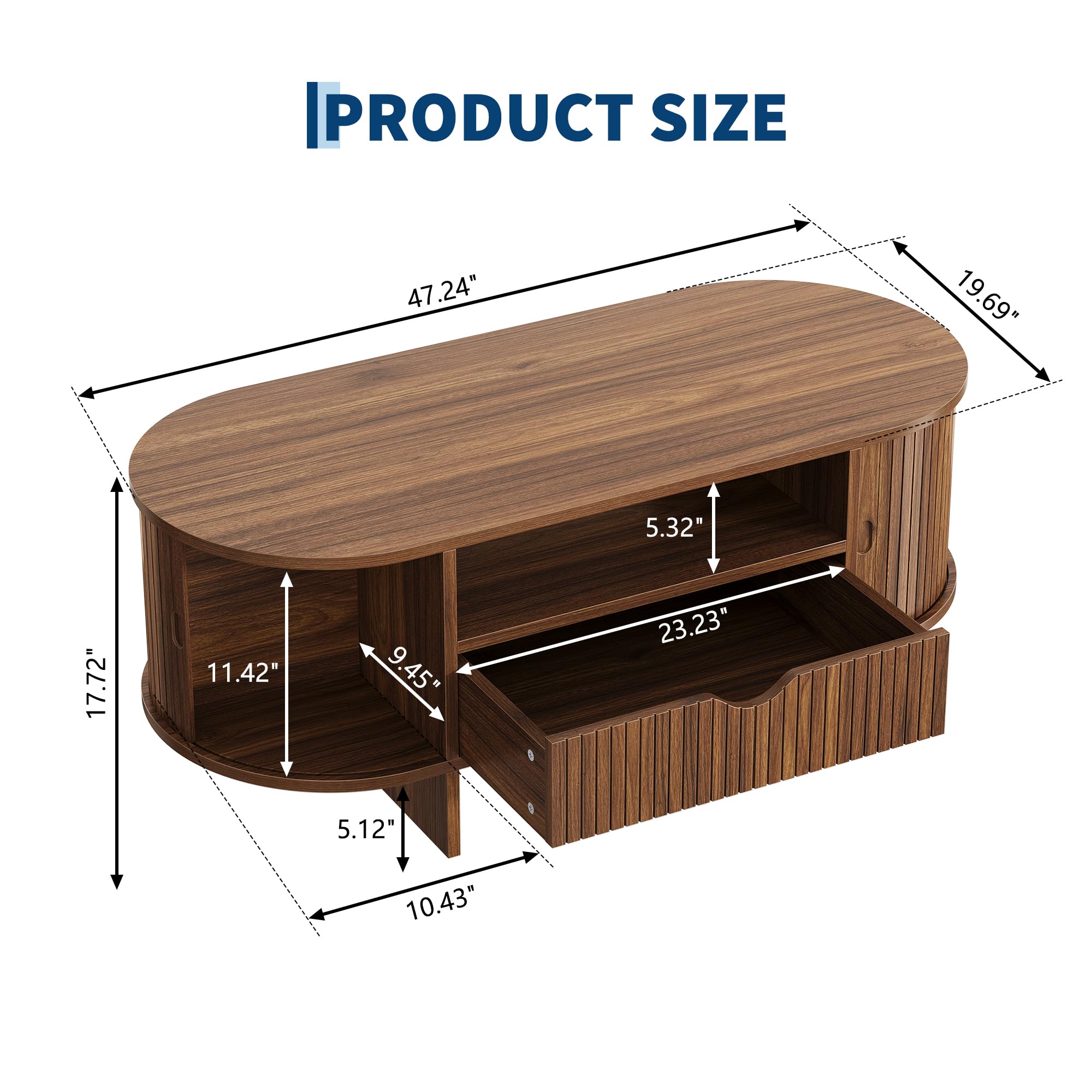 47.2in Oval Coffee Table With  - Desk Drawer Small review and price