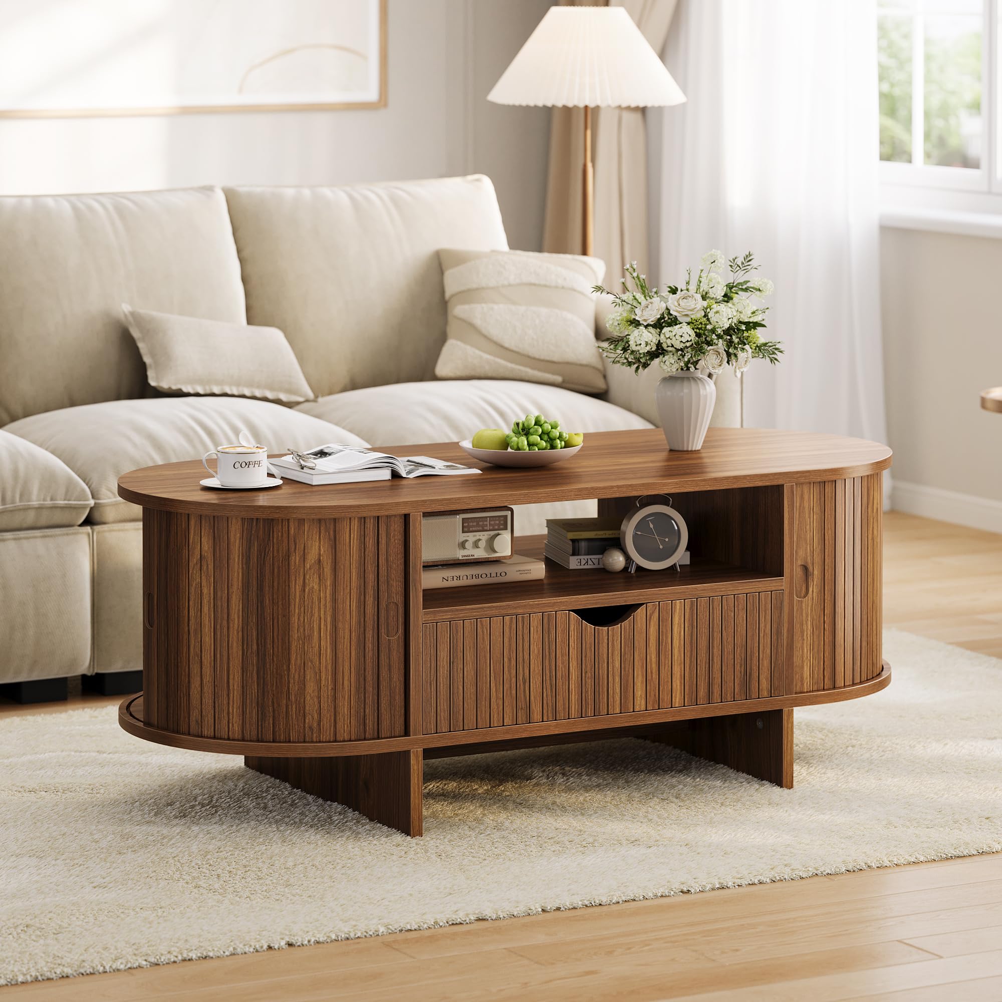 47.2in Oval Coffee Table With  - Desk Drawer Small review and price