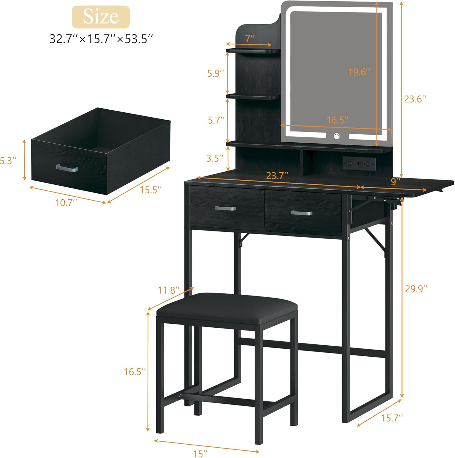 Makeup Vanity Desk with Mirror - Desk Drawer Small review and price