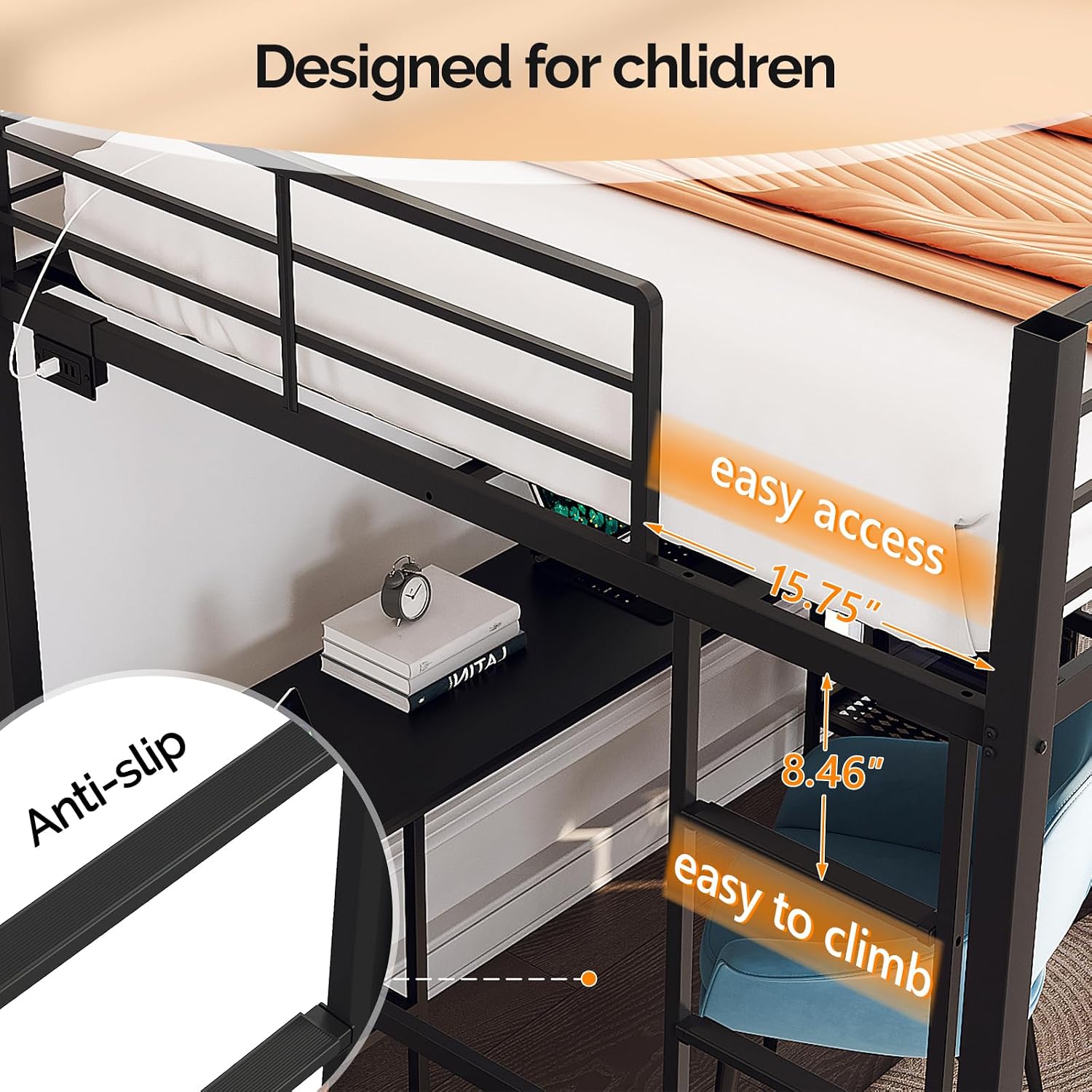 Queen Loft Bed with Wardrobe C - Desk Charging Station review and price