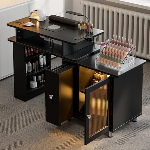 Manicure Table w/LED Light & L - Desk Charging Station review and price