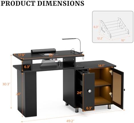 Manicure Table w/LED Light & L - Desk Charging Station review and price