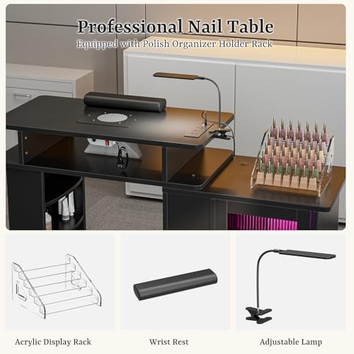 Manicure Table w/LED Light & L - Desk Charging Station review and price