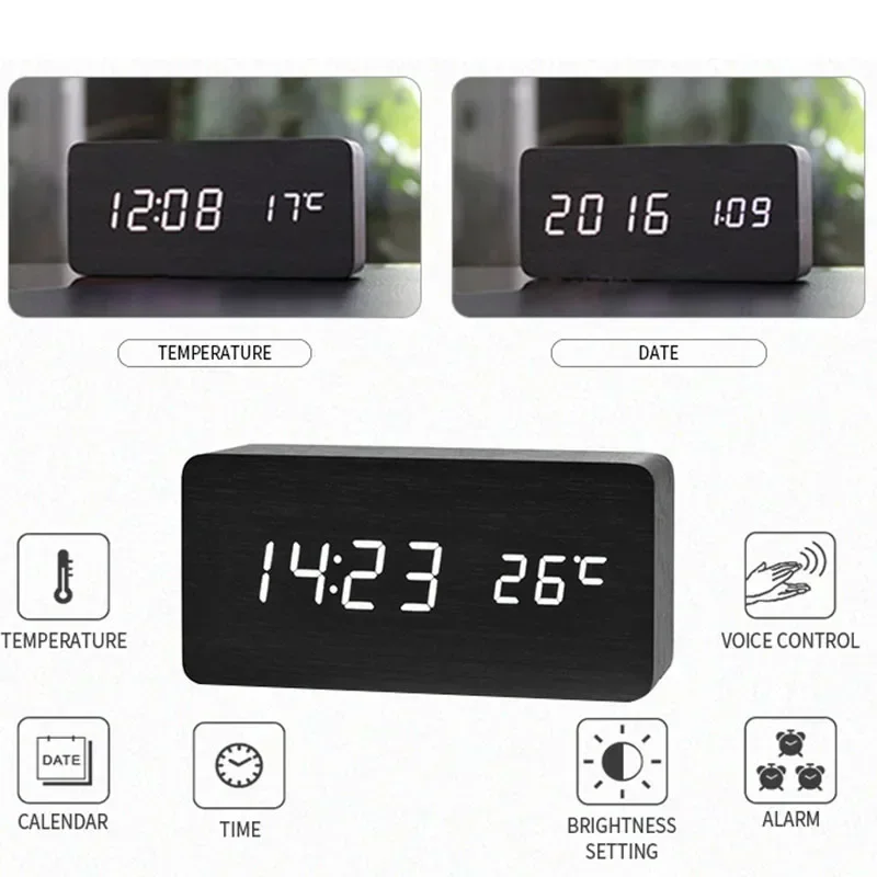 Digital Alarm Clock Wooden LED - Led Desk Clock review and price