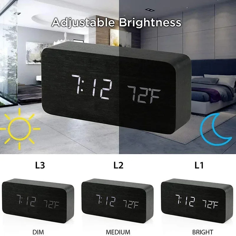 Digital Alarm Clock Wooden LED - Led Desk Clock review and price