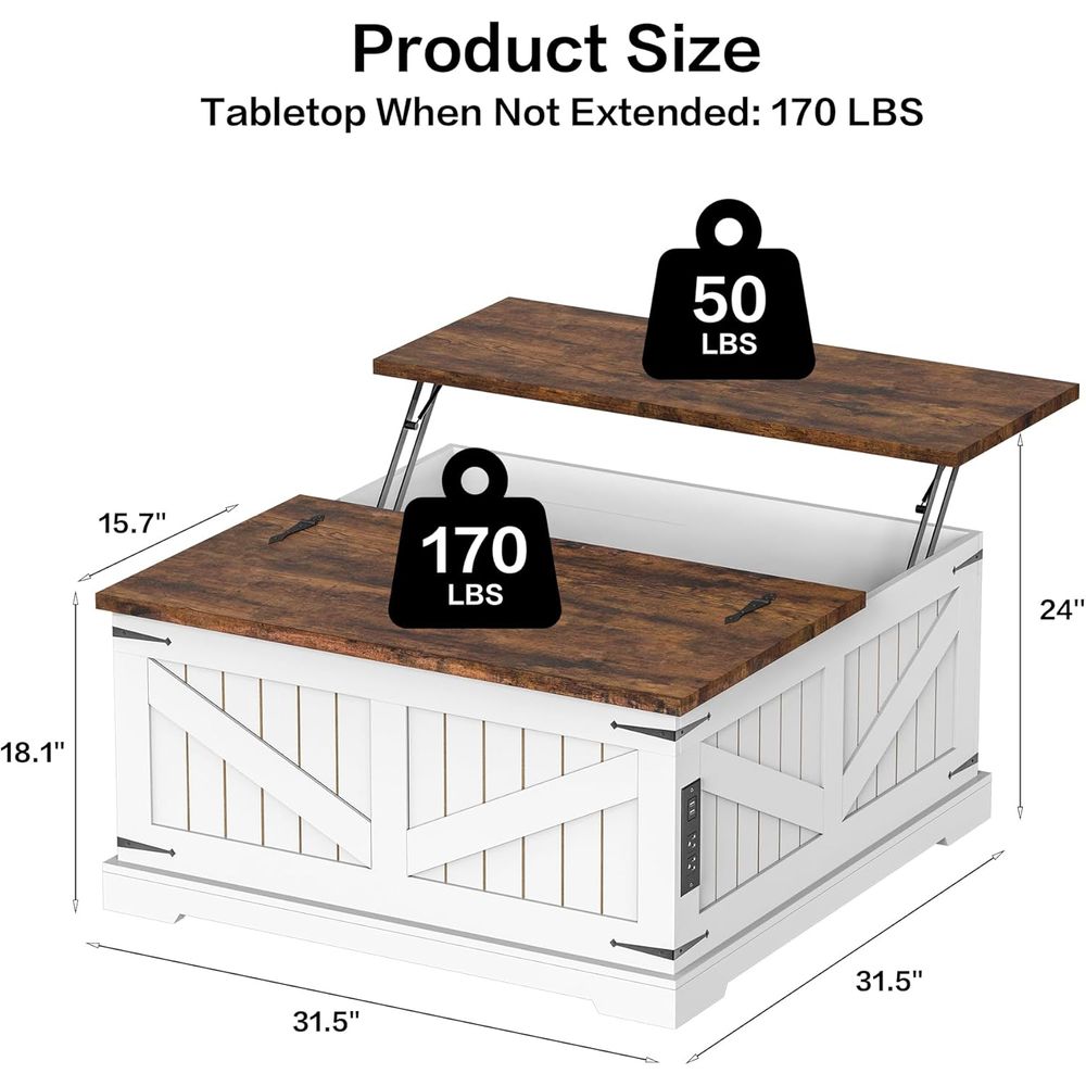 36 Lit Top Coffee Table with S - Desk Charging Station review and price