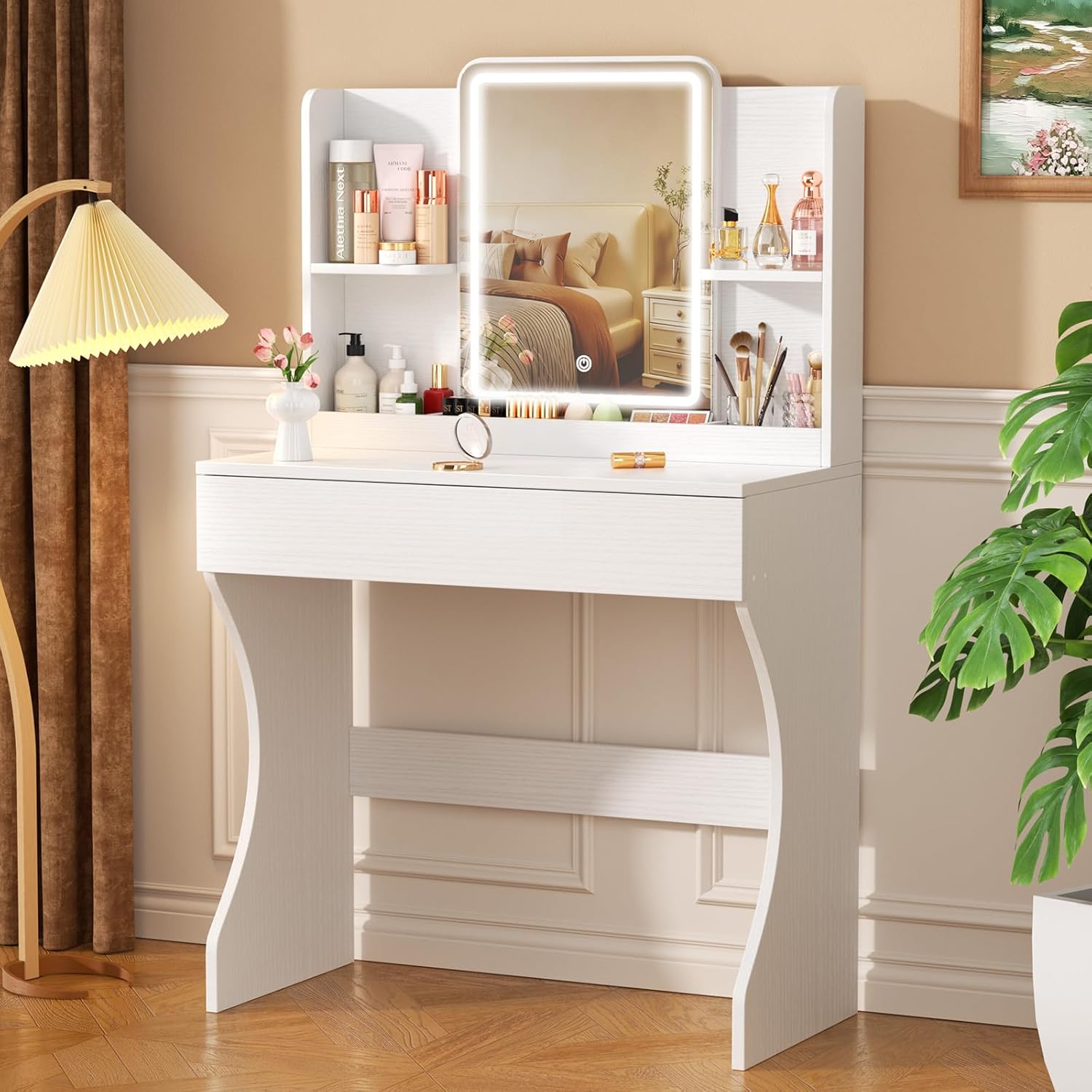 White Small Makeup Vanity Desk - Desk Drawer Small review and price