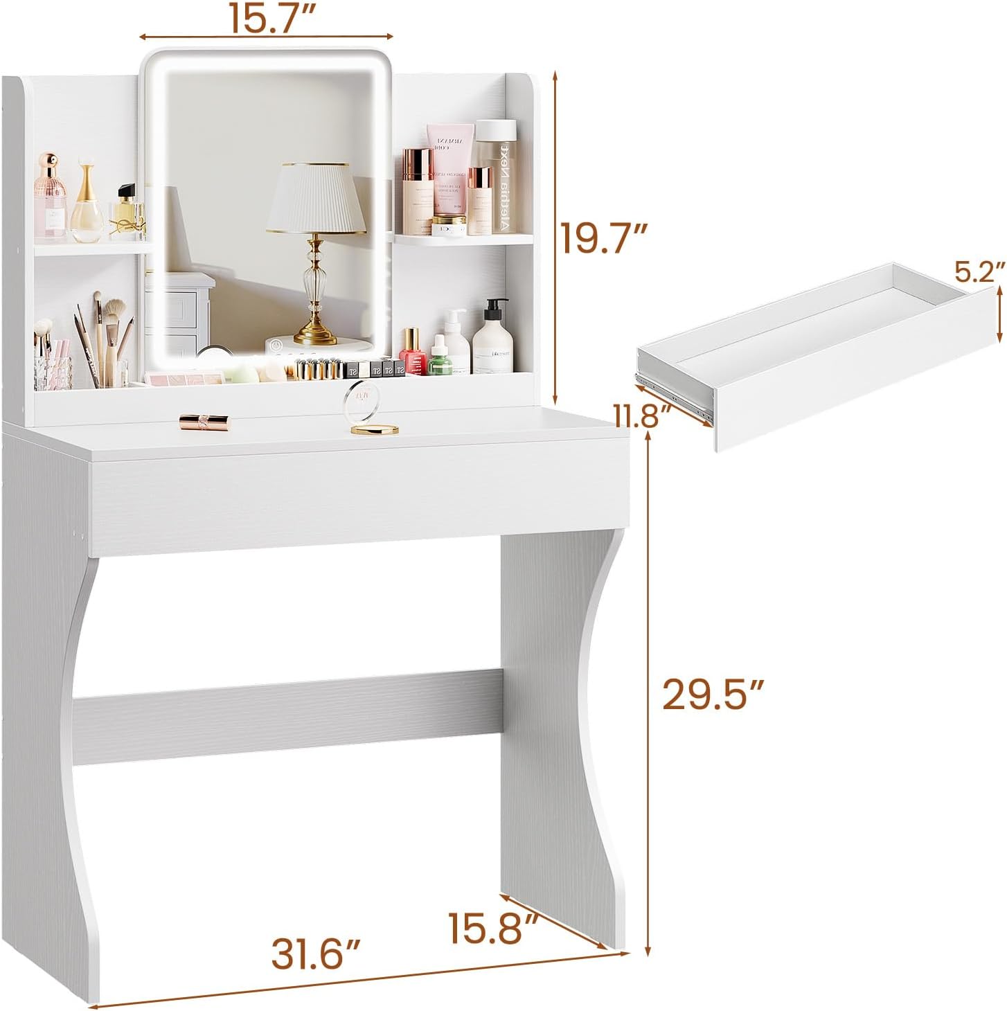White Small Makeup Vanity Desk - Desk Drawer Small review and price