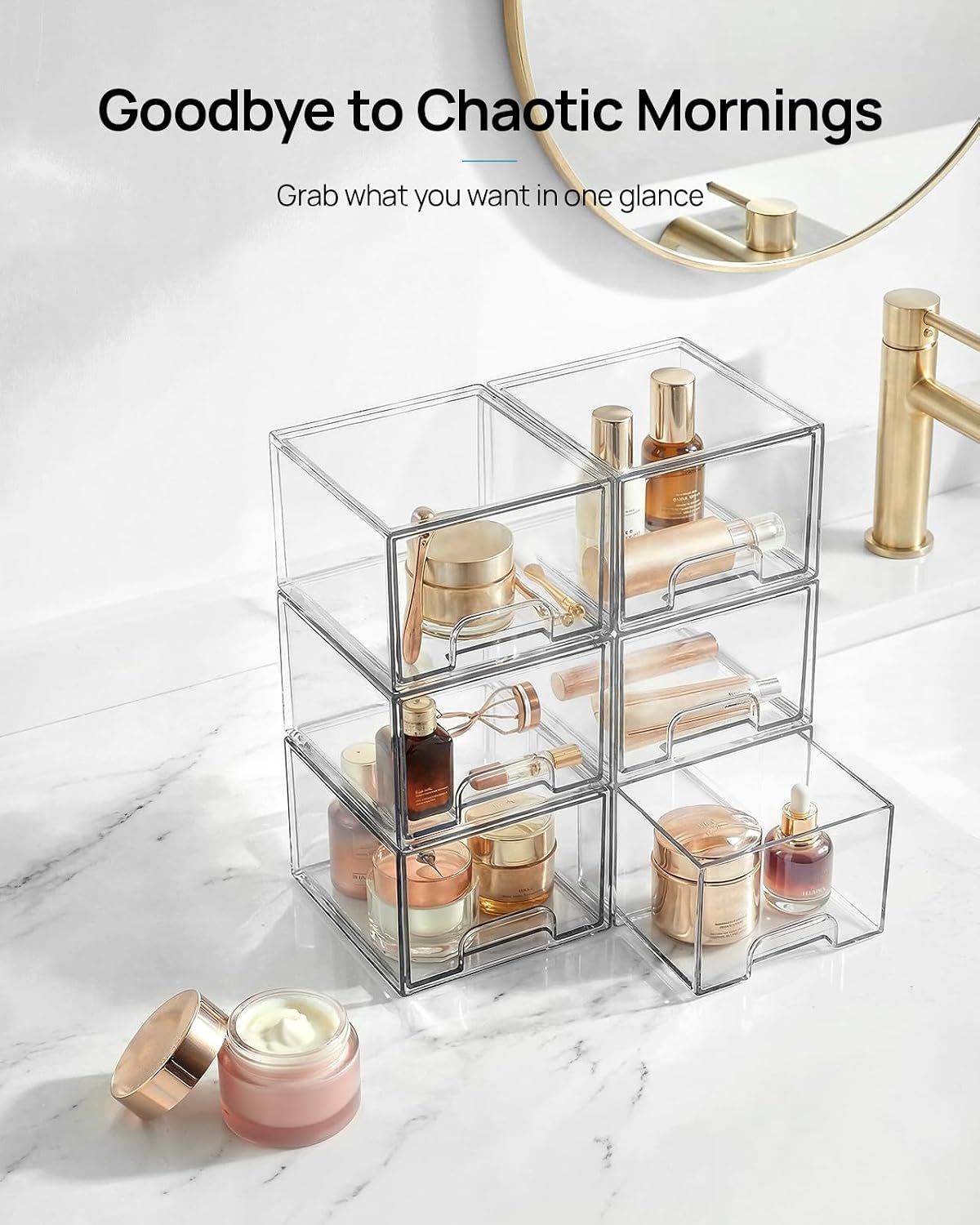 4 Pack Small Clear Stackable S - Desk Drawer Small review and price
