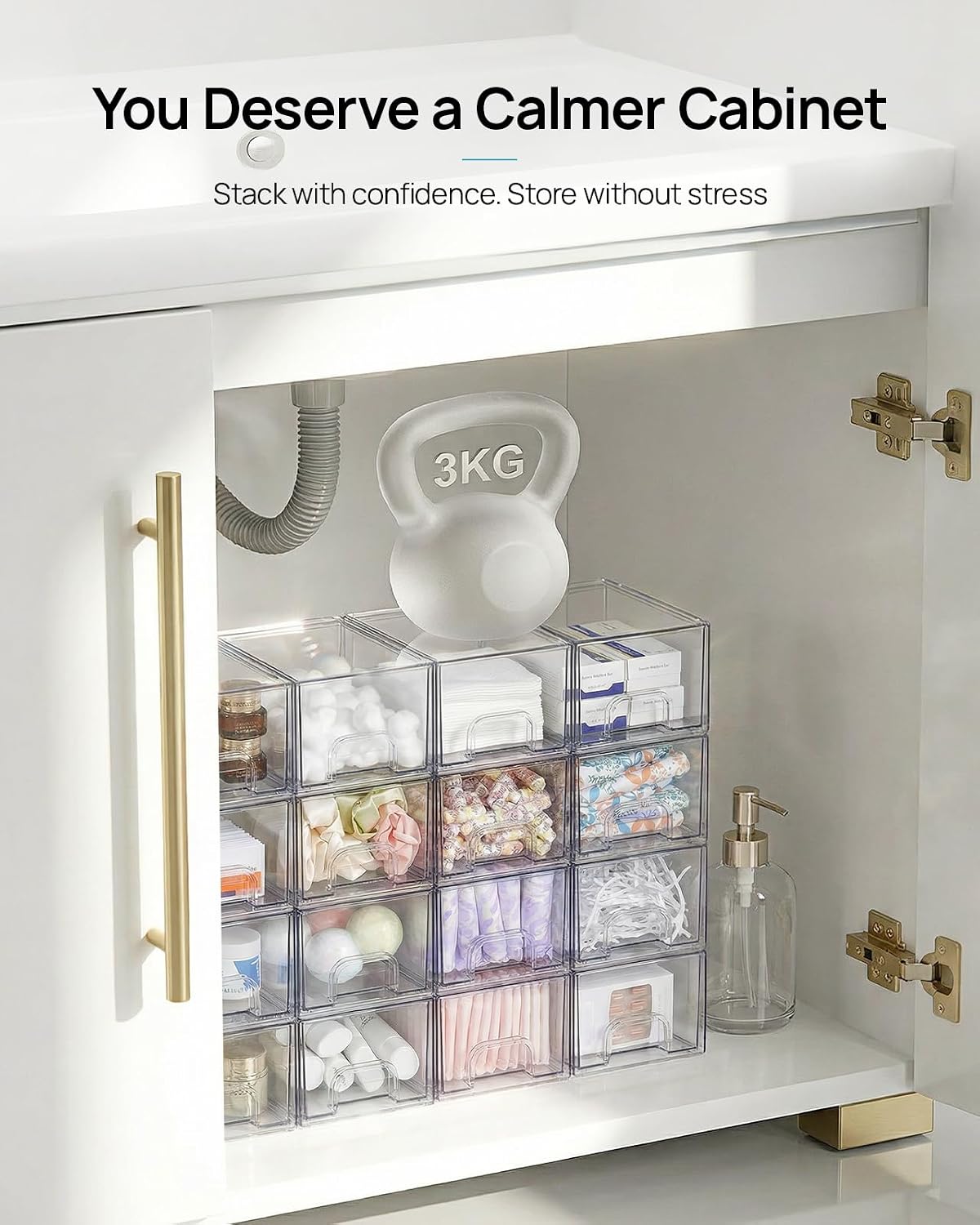 4 Pack Small Clear Stackable S - Desk Drawer Small review and price