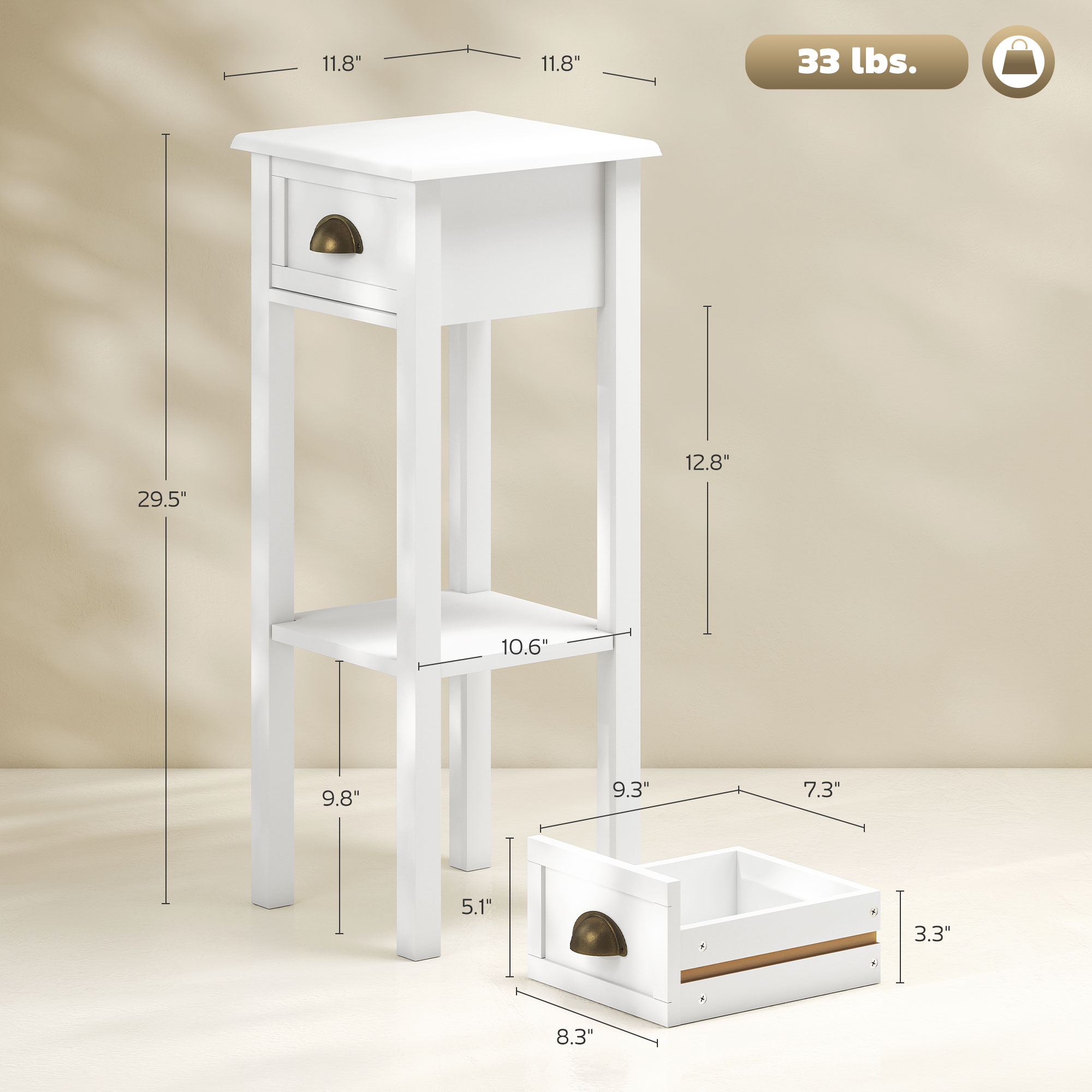 Homcom Narrow End Table with D - Desk Drawer Small review and price