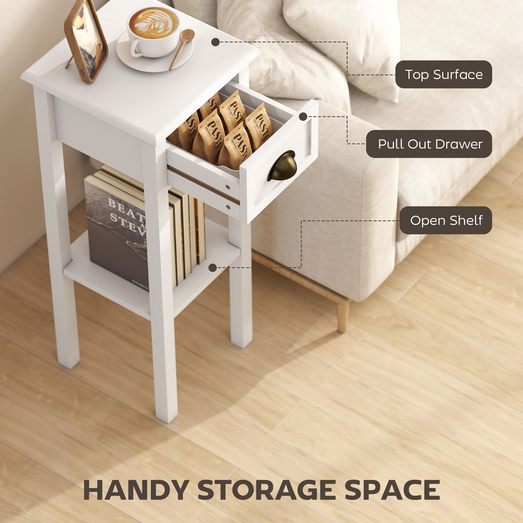 Homcom Narrow End Table with D - Desk Drawer Small review and price